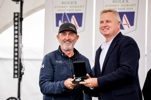 Alive crewmember receiving his Winners Medallion from Tasmanian Premier Jeremy Rockliff