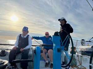 A benign evening on Antipodes, Bardshaw Kellett on the helm