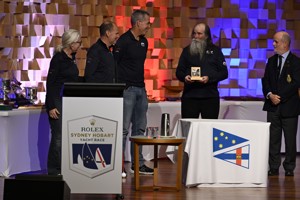 MWF Kayle, 3rd PHS Division 1 - presented by RYCT Commodore Richard Bevan to Making Waves Foundation, represented by Navigator Annire Lawrence and crew