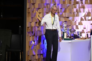 Bruce Gould with his '50 race' medallion.