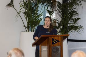 Noakes Sydney Gold Coast Yacht Race 2024 - Gabrielle Woodhouse from the Bureau of Meteorology presenting the weather briefing.