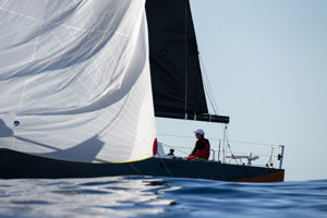 Mistral approaching the finish in very light breeze.