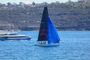 2024 Flinders Islet Race start - Koa launching an asymmetric approaching North Head.   Image: David Hislop