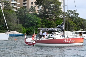 Double Handed entrant Min River heading out to the start.  Image: CYCA | David Hislop