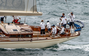 2024/25 Audi Centre Sydney BWPS | Bird Island Race start - the afterguard on Oroton Drumfire.   Image: Mike Selbie