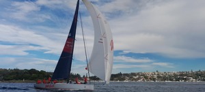 Wild Oats X finishing the 2024 Cabbage Tree Island Race