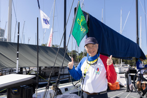 Dockside ambiance at Cruising Yacht Club of AustraliaLeft to right - Ernesto Echauz, skipper of Phillipines boat Centennial 7.