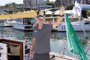 Dockside ambiance at Cruising Yacht Club of Australia - Michael Spies, co-skipper pf Maritimo Katwinchar.
