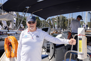 Dockside ambiance at Cruising Yacht Club of Australia - Wayne Arnold Seaward, skipper of Cyan Moon.