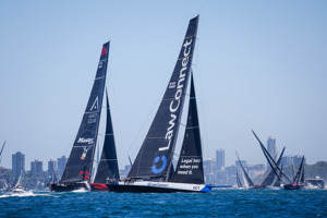LawConnect leading Master Lock Comanche up the harbour.    Image: CYCA | Salty Dingo