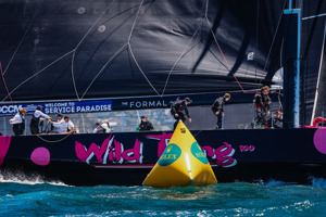 Wild Thing 100 rounding the first mark in Sydney Harbour.    Image: CYCA | Salty Dingo