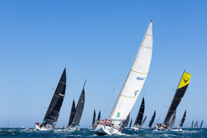 The fleet - closest: SOLACE, Sail n: RQ447, OWNER/SKIPPER: Paul Pincus, STATE: QLD, DESIGN: Beneteau First 44.7, LOA: 13.3, CLASS: IRC, YEAR BUILT: 2006