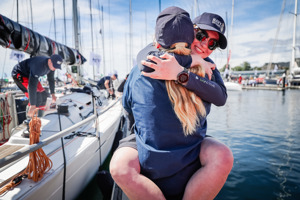Navy One crew happy to be in Hobart.     Image: CYCA | Salty Dingo