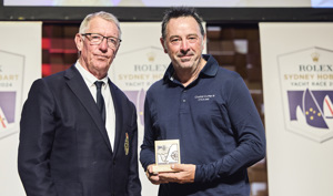 Crystal Cutter III, 3rd PHS Division 2 - presented by RYCT Commodore Stephen McCullum to skipper Charles Parry-Ogden.     