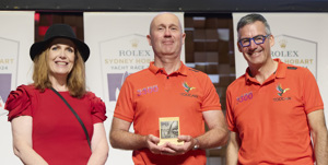 Toucan, 3rd Corinthian IRC - presented by Alderman Louise Bloomfield (City of Hobart)  to co-skippers Edward Curry-Hyde and Scott Robertson.    