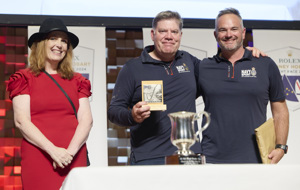 Navy One, 1st Corinthian PHS - presented by Alderman Louise Bloomfield (City of Hobart) to co-skippers Nathan Lockhart nd Mark Butler.     