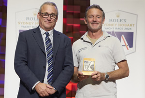 Ragtime, 2nd IRC Division 3 - presented by Mr Michel de Vos (Tasports Group Executive)  to skipper Steve Watson.     
