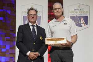 Porco Rosso, Seamanship Award (Rani Trophy) - presented by CYCA Commodore Haynes to owner Paul McCartney.    