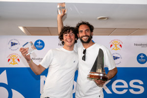 Massimiliano Fonzo & Matteo Brignoli of Voltstar Yeah Baby, celebrating their 1st in IRC Division 1.     Image: CYCA | Ashley Dart