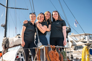 The crew of First Light after picking up 2nd in IRC Div 1 at the prizegiving.    Image: CYCA | Ashley Dart