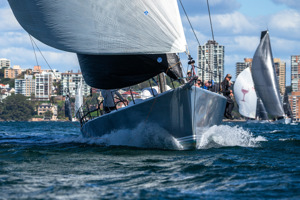 No Limit after the start of the 2025 Audi Centre Sydney Flinders Islet Race.  Image: CYCA | Ashley Dart
