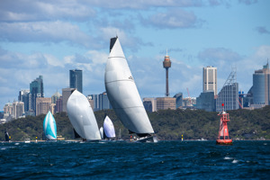 No Limit leading Smuggler down Sydney Harbour.   Image: CYCA | Ashley Dart
