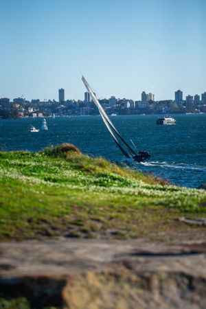 URM Group with the finish boat in view.   Image: CYCA | Ashley Dart