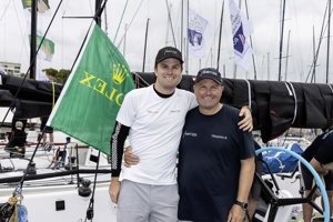 Lockie and dad Chris Dare onboard “Ambition”.    