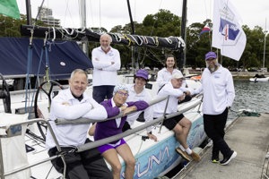 In purple Hillary Arthure and her ‘Wyuna’ crew.    