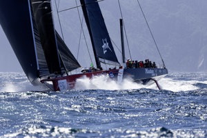 MASTER LOCK COMANCHE rounding Tasman island, Sail No: CAY007, Owner: Matt Allen/James Mayo - Charterers, Skipper: Matt Allen/James Mayo, Club: CYCA/RPEYC, NSW, Design: VPLP Verdier 100, LOA (m): 30.5, Year: 2014