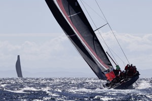 SHK SCALLYWAG 100 rounding Tasman island, Sail No: HKG2276, Owner: Seng Huang Lee, Skipper: David Witt, Club: RHKYC, HONG KONG, Design: Dovell 100, LOA (m): 30.48, Year: 2014