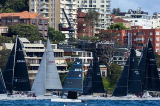 Boats lining up for the start of Tollgate Islands Race 2026.        Photo: CYCA | Ashley Dart