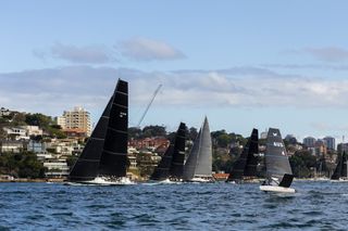 Moneypenny leading the fleet down the harbour.    Photo: CYCA | Ashley Dart