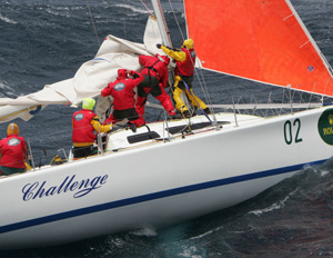 Sail changes by the crew of Challenge in the 2004 Rolex Sydney Hobart