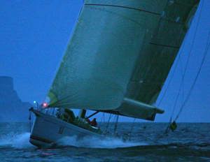 Wild Oats XI at dawn in the 2005 Rolex Sydney Hobart Yacht Race