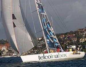 The crew of Telcoinabox Merit after their arrival in Hobart