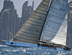Peter Millard and John Honan's 98ft maxi Lahana, near the Organ Pipes