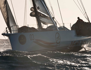 Matt Allen's Ichi Ban crossing Storm Bay heading towards the Iron Pot