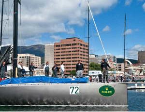 Ran tying up at Constitution Dock to wait and see if the crew can claim a rare double of overall wins in the Rolex Fastnent and Rolex Sydney Hobart