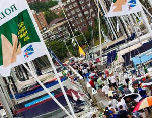 The scene at the Cruising Yacht Club of Australia this morning