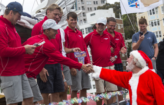Santa paid a special visit to the international crew members of the Rolex Sydney Hobart