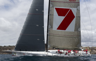 A lengthy inspection – all 45 metres of it – for Wild Oats XI in preparation for Rolex Sydney Hobart