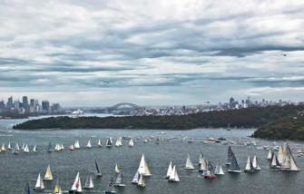 Wild Oats XI leads Investec Loyal out of Sydney Harbour