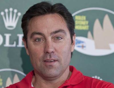 Mark Richards speaks to the press on arrival in Hobart