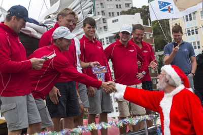 Santa paid a special visit to the international crew members of the Rolex Sydney Hobart