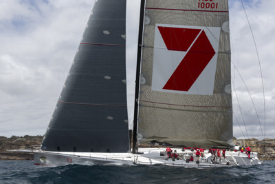 A lengthy inspection – all 45 metres of it – for Wild Oats XI in preparation for Rolex Sydney Hobart