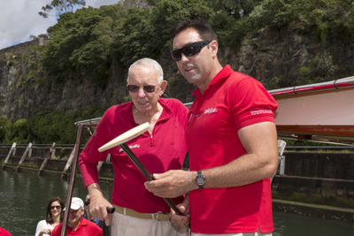 Tom Williams steps onboard Wild Oats XI before she raced to Hobart