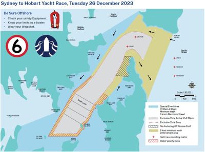 Exclusion Zone on Sydney Harbour for 2023 Rolex Sydney Hobart start