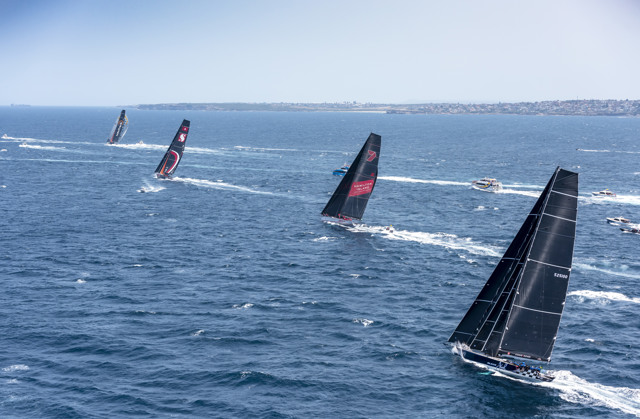 Light air tango for the super maxis in the 2019 Rolex Sydney Hobart