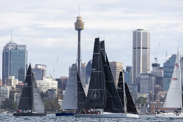 Light sea breeze helps the fleet out of the heads, for the 2023 Noakes Sydney Gold Coast Yacht Race
